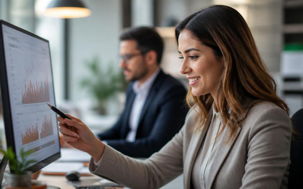Ofiste finansal raporları inceleyen bir yönetici