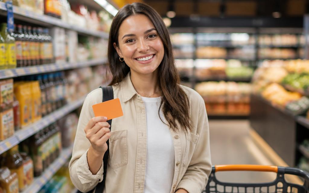 Kurumsal kartını gösteren mutlu bir çalışan
